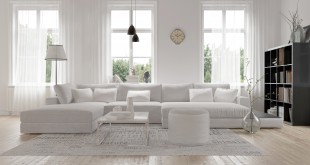 Modern spacious lounge or living room interior with monochromati