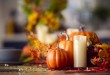 Autumn Or Fall Table Decoration At Home With Pumpkins Candle And Leaves